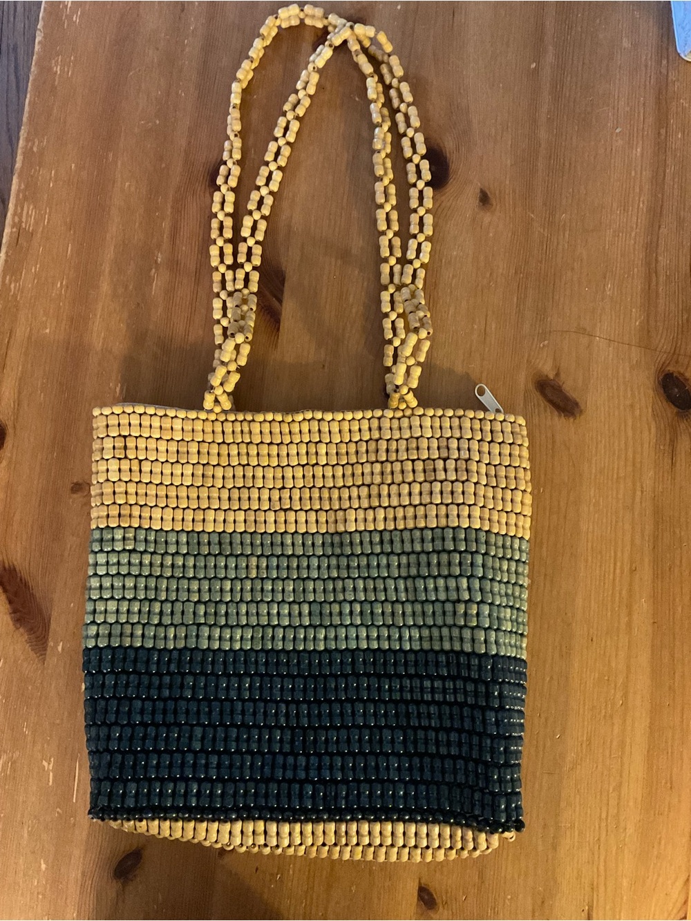 Beaded Ombre Shoulder Bag in Baige, light blue, and Dark Blue